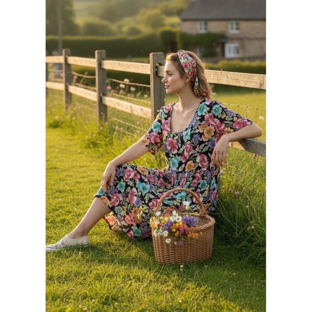 DIANE VON FURSTENBERG Maxi Dress Womens 2X Floral Vintage Color‎ Authority